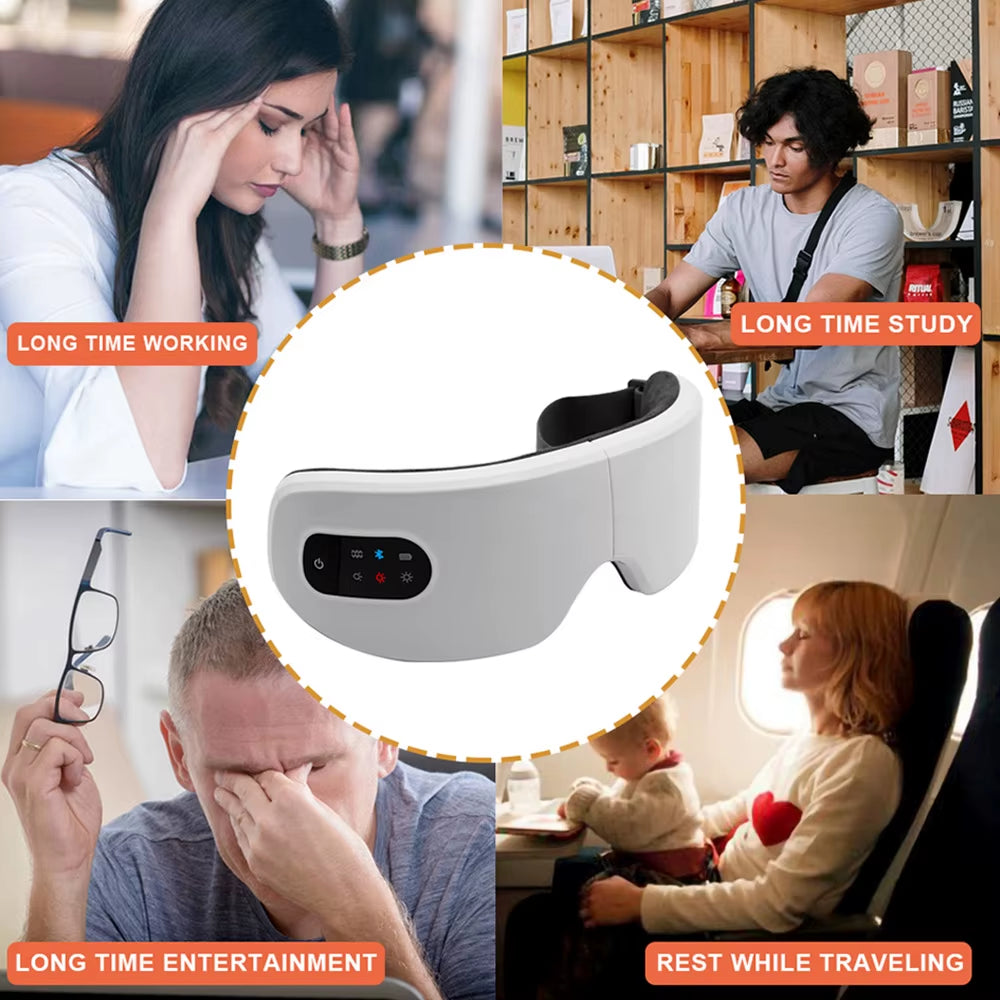 Smart Electric Eye Massager Air Pressure Hot Compress Massage Glasses Foldable Bluetooth Music Eyes Massage USB Rechargeable