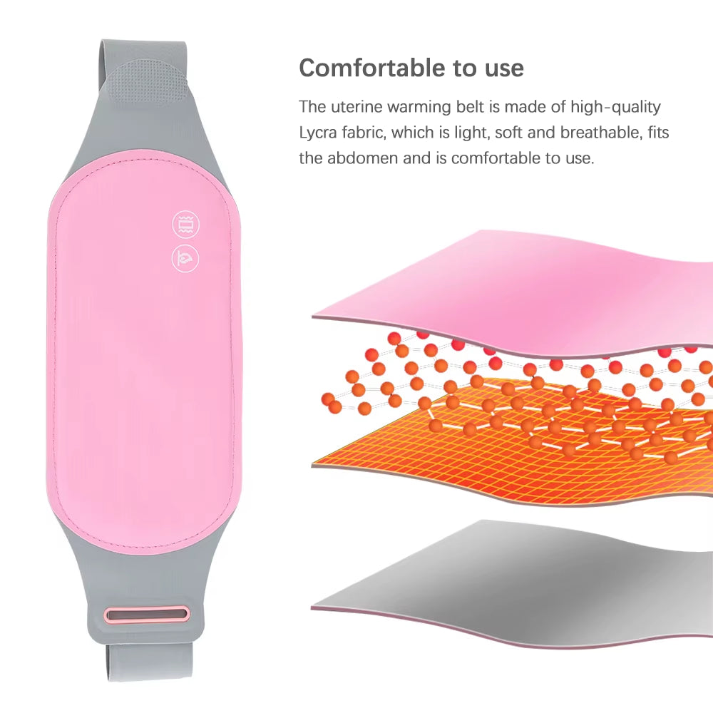 Heating Pad for Menstrual Cramps USB Powerbank Waist Massage Uterus Warm Belt 6 Vibration 3 Constant Temperature Abdomen Warmer