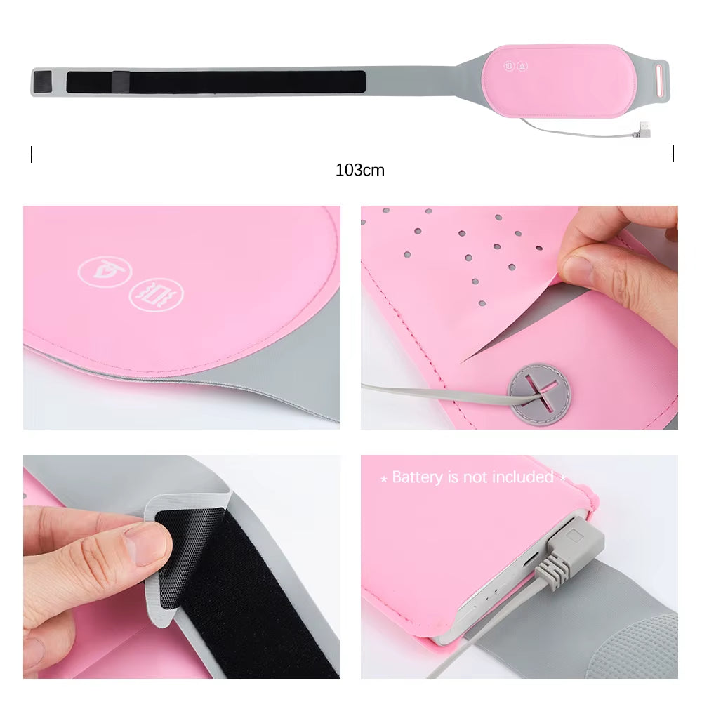 Heating Pad for Menstrual Cramps USB Powerbank Waist Massage Uterus Warm Belt 6 Vibration 3 Constant Temperature Abdomen Warmer